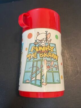 Vintage 1996 Animanics Pinky and the Brain Thermos Aladdin Warner Bros